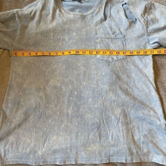 7 FOR ALL MANKIND Blue Distressed Short Sleeves Cotton Top.Size S - Picture 9 of 9